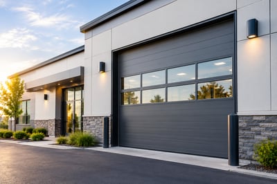 Modern Industrial Garage Facade at Sunrise